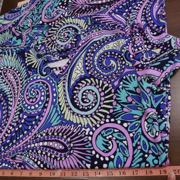 T By Talbots Ladder Back Confetti Paisley Dress Women LP Blue Boho Groovy Hippie - Picture 9 of 15